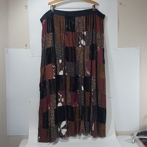 Vintage Vini Women's Brown Patchwork Skirt One Size Fits Most